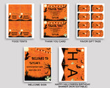 Halloween Birthday Party Package, Halloween Decorations Set Editable Orange Black, Birthday Kit Printable for Boy Girl, GPF0F