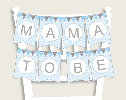 Elephant Baby Shower Chair Banner Printable, Blue Grey Chair Banner, Boy Shower, Mama To Be, Mommy, Dad Mom To Be, Instant Download, ebl02