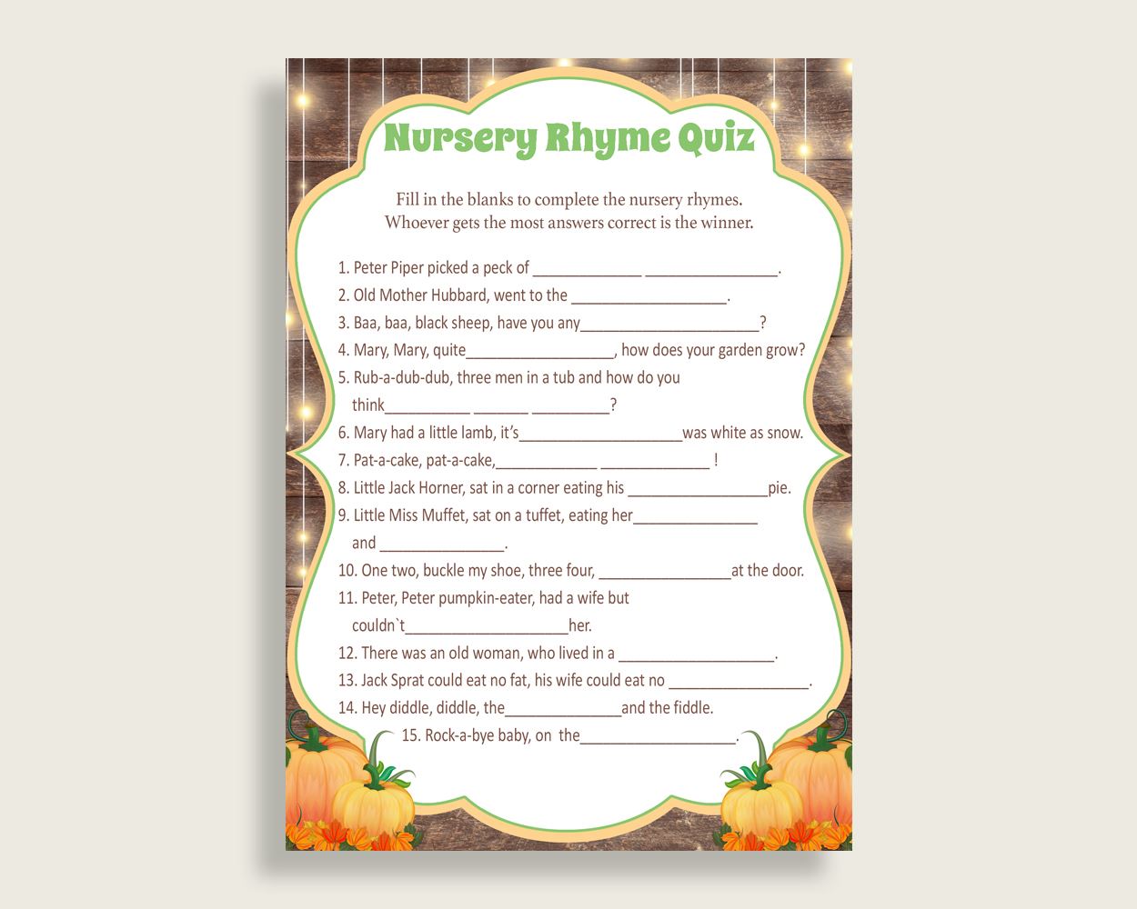 Nursery Rhyme Quiz Baby Shower Nursery Rhyme Quiz Autumn Baby Shower Nursery Rhyme Quiz Baby Shower Autumn Nursery Rhyme Quiz Brown 0QDR3 - Digital Product