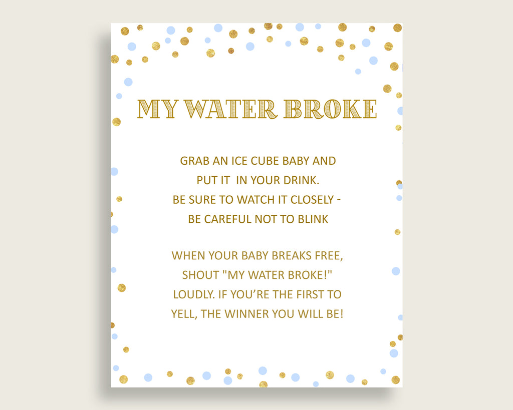 My Water Broke Baby Shower My Water Broke Confetti Baby Shower My Water Broke Blue Gold Baby Shower Confetti My Water Broke pdf jpg cb001