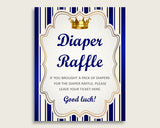 Royal Prince Baby Shower Diaper Raffle Tickets Game, Boy Blue Gold Diaper Raffle Card Insert and Sign Printable, Instant Download rp001
