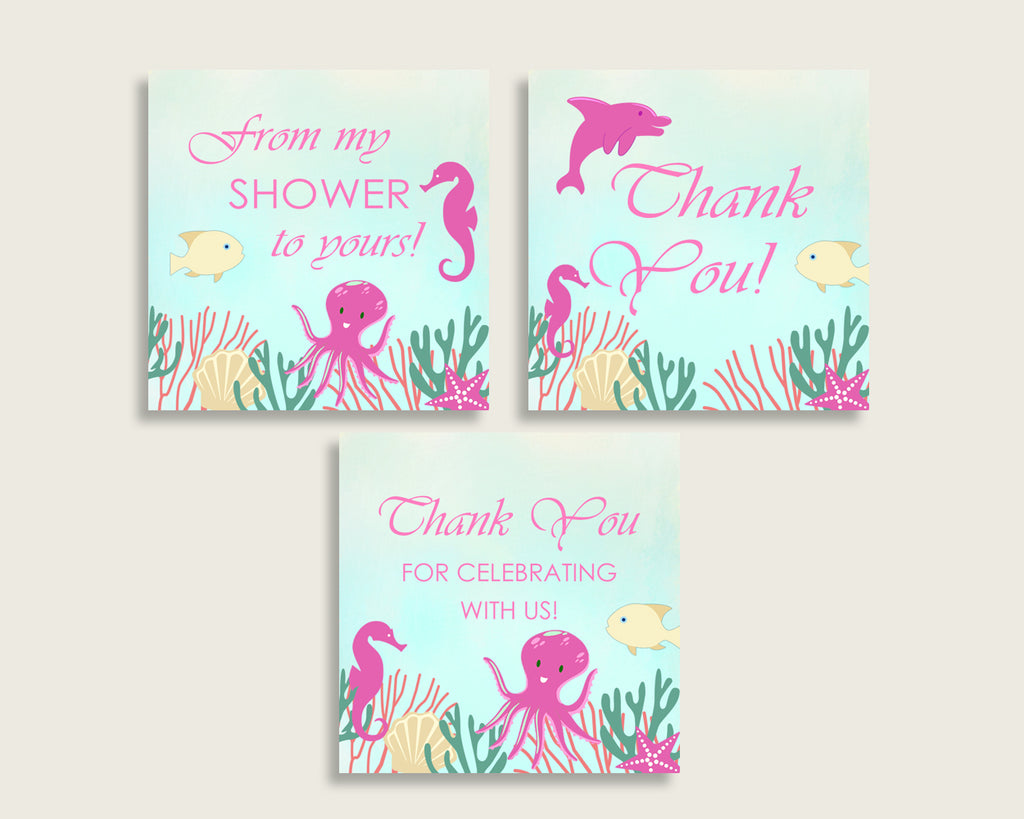 Thank You Tags Baby Shower Thank You Tags Under The Sea Baby Shower Thank You Tags Baby Shower Under The Sea Thank You Tags Pink Green uts01