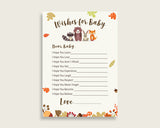 Brown Beige Wishes For Baby Cards & Sign, Woodland Baby Shower Gender Neutral Well Wishes Game Printable, Instant Download, Popular w0001