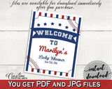 Welcome Sign Baby Shower Welcome Sign Baseball Baby Shower Welcome Sign Baby Shower Baseball Welcome Sign Blue Red printable files YKN4H - Digital Product