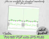 Baby shower THANK YOU card printable with chevron green theme, digital jpg pdf, instant download - cgr01