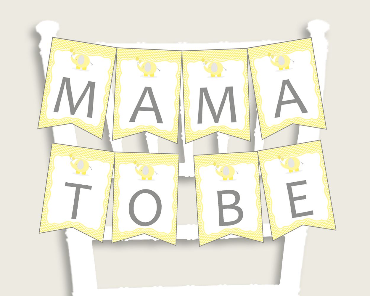 Chair Banner Baby Shower Chair Banner Yellow Baby Shower Chair Banner Baby Shower Elephant Chair Banner Yellow Gray prints pdf jpg W6ZPZ