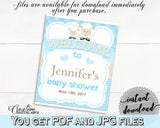 Baby Shower Blue Lamb WELCOME sign editable, sheep boy shower blue theme printable, digital files, instant download - fa001