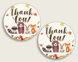 Woodland Baby Shower Round Thank You Tags 2 inch Printable, Brown Beige Favor Gift Tags, Gender Neutral Shower Hang Tags Labels w0001