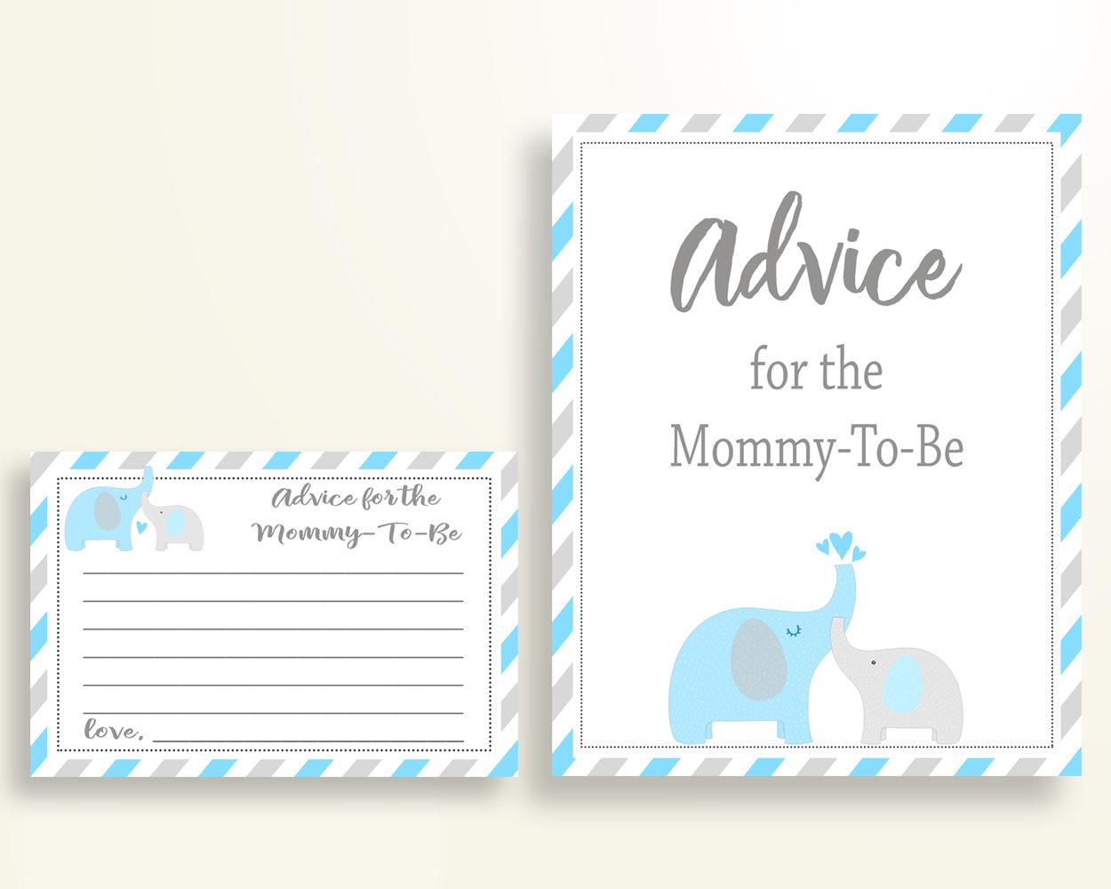 Advice Cards Baby Shower Advice Cards Elephant Baby Shower Advice Cards Blue Gray Baby Shower Elephant Advice Cards printable instant C0U64 - Digital Product