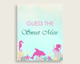 Under The Sea Guessing Game Baby Shower Girl, Pink Green Guess The Sweet Mess Game Printable, Dirty Diaper Game, Instant Download, uts01