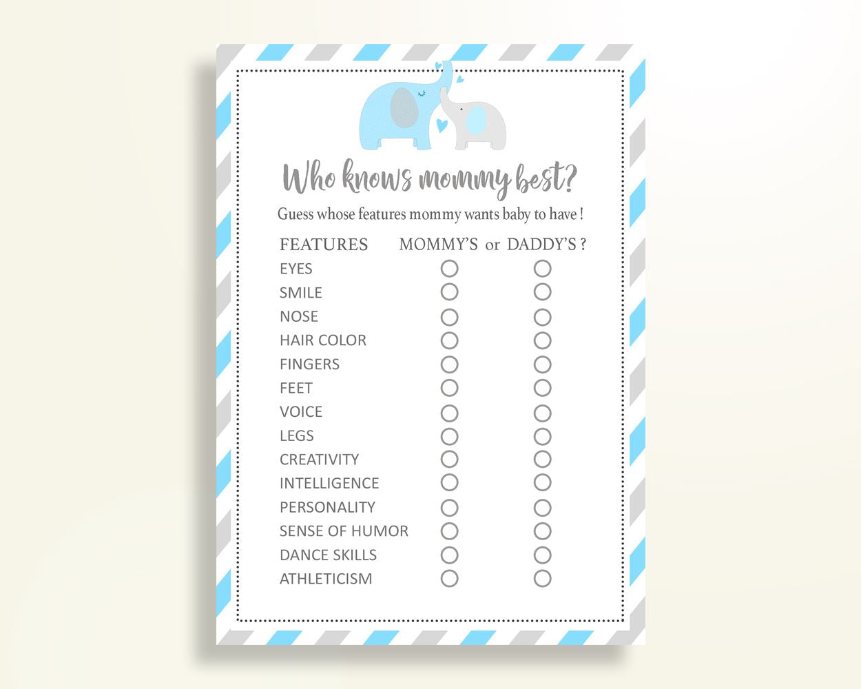 Who Knows Mommy Best Baby Shower Who Knows Mommy Best Elephant Baby Shower Who Knows Mommy Best Blue Gray Baby Shower Elephant Who C0U64 - Digital Product