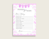 Pink White Wishes For Baby Cards & Sign, Chevron Baby Shower Girl Well Wishes Game Printable, Instant Download, Zig Zag Theme Popular cp001