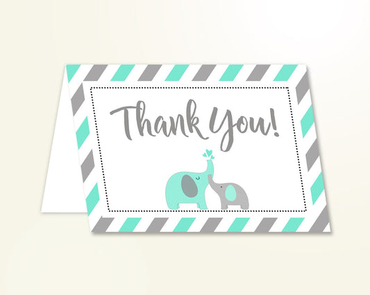 Thank You Card Baby Shower Thank You Card Turquoise Baby Shower Thank You Card Baby Shower Elephant Thank You Card Green Gray prints 5DMNH - Digital Product