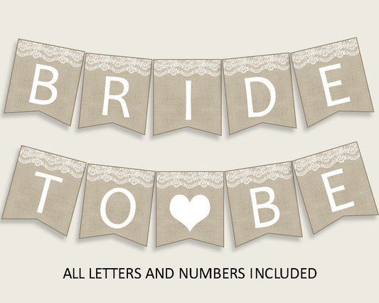 Banner Bridal Shower Banner Burlap And Lace Bridal Shower Banner Bridal Shower Burlap And Lace Banner Brown White instant download NR0BX